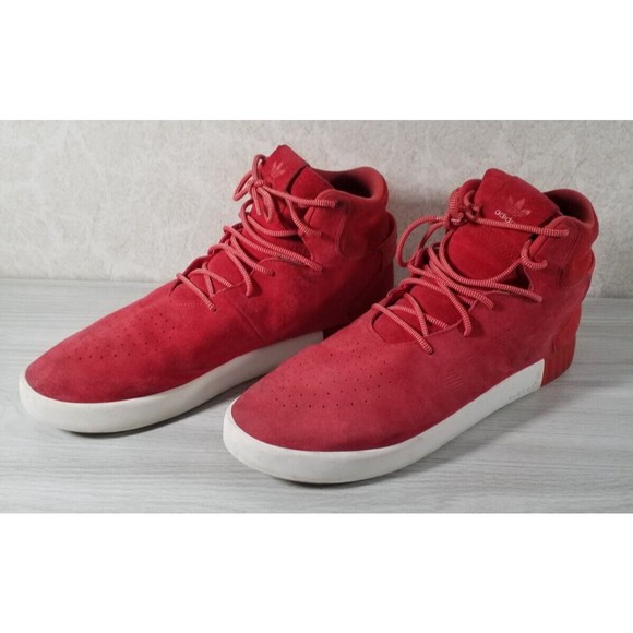 Adidas Originals Tubular Invader Men's 13 Suede Trainers Shoes Boots Lace up Red - Picture 5 of 8